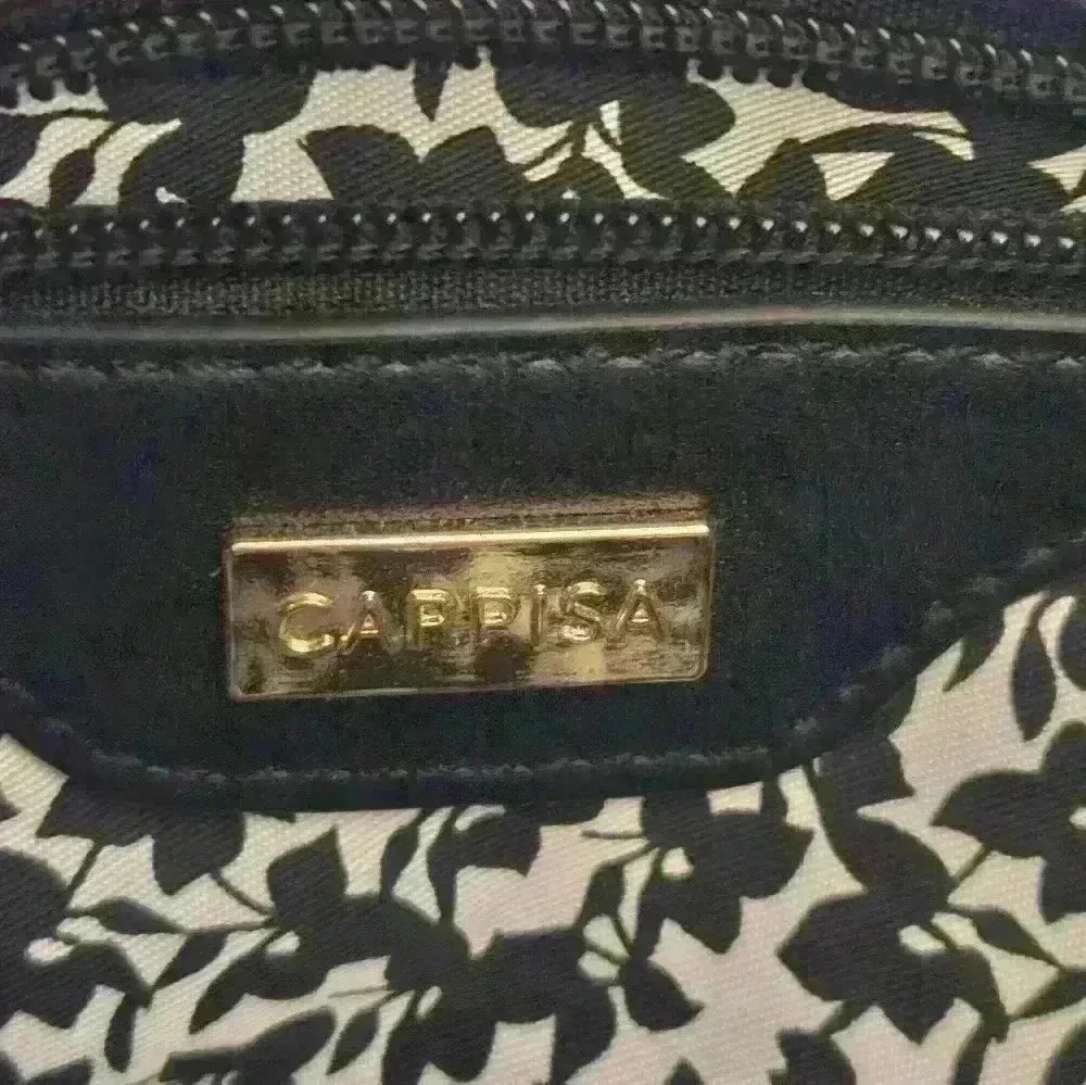 Carpisa Black Faux Leather Satchel Gold Hardware Detachable Cross-body Strap